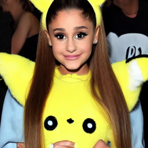 Image similar to ariana grande in a cute pikachu suit