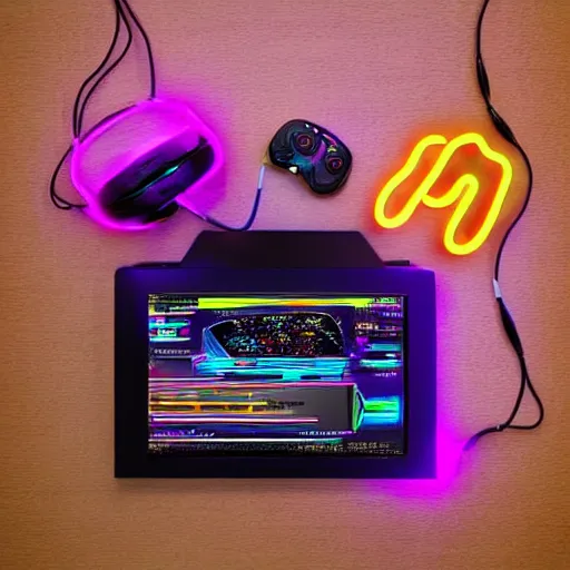 Image similar to neon gamer porkchops and mashed potatos by razer, HD, trending on artstation, instagram post, -H 640