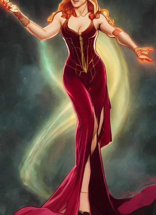 Prompt: melissa joan hart as scarlett witch, 8 k, art by artgerm and greg rutkowski and alphonse mucha, movie screenshot