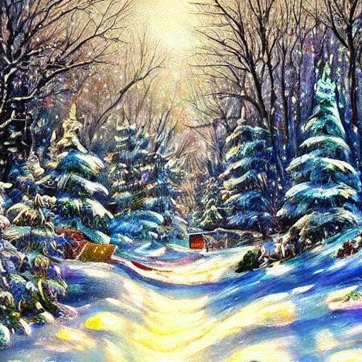 Image similar to winter wonderland, beautiful realistic painting