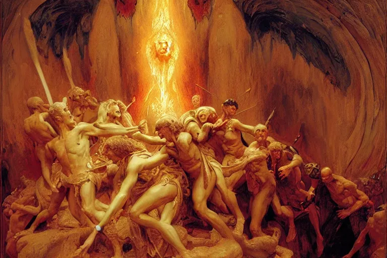 Image similar to the seventh circle of hell from dante's divine comedy. highly detailed painting by gaston bussiere, craig mullins, j. c. leyendecker 8 k