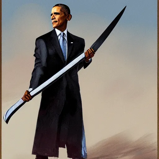Prompt: obama with a sword