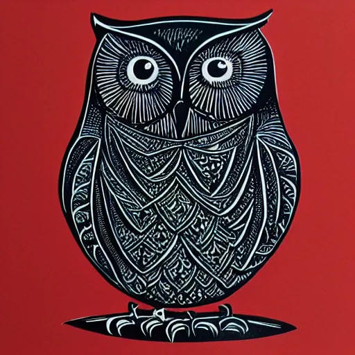 Image similar to linocut owl,