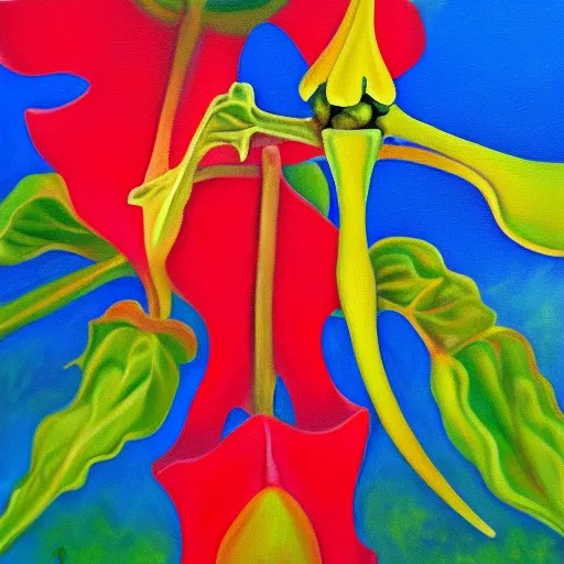 Image similar to oil panting of a brugmansia suaveolens flower