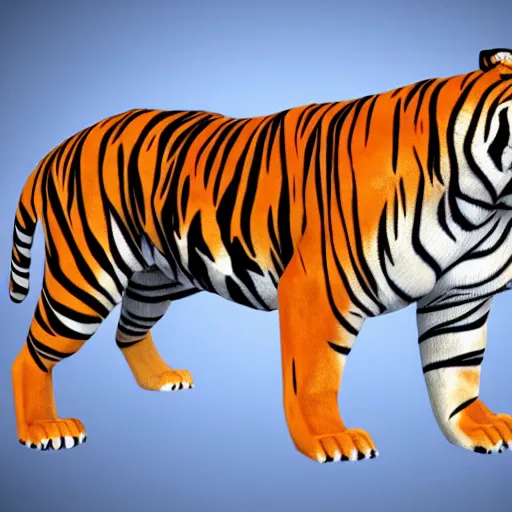 Image similar to A low polygon render of a tiger, on a white background, isometric 3d,