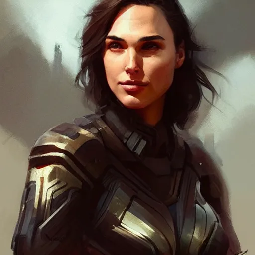 Prompt: “ portrait of gal gadot by greg rutkowski, young, attractive, highly detailed portrait, scifi, digital painting, artstation, concept art, smooth, sharp foccus ilustration, artstation hq ”