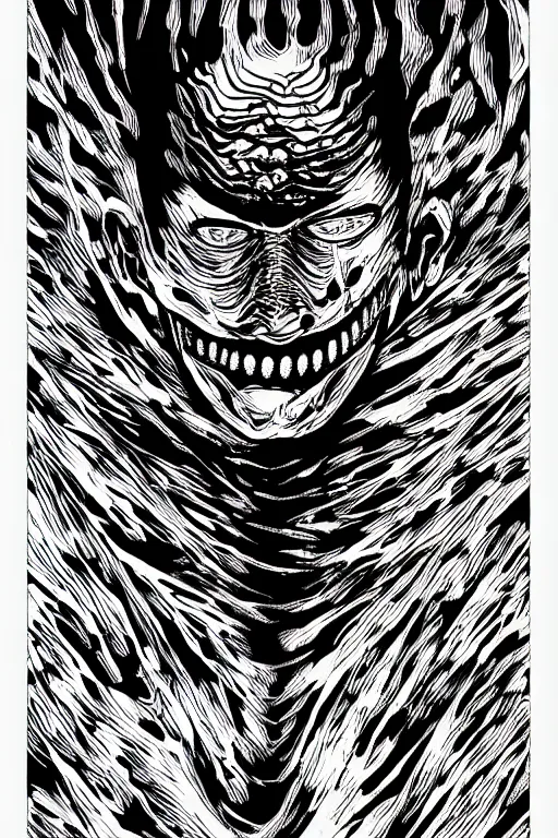 Image similar to scary man without face, nightmare, style of junji ito, highly detailed, 8k, color ink drawing, thin clear line comics vector art, quill pen 1 px, background by hr giger