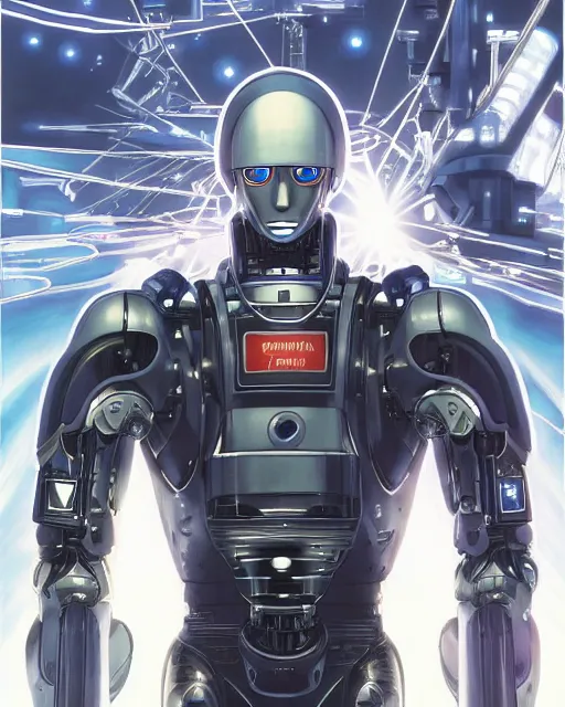 Image similar to portrait of vladimir putin as a robot, cybernetic enhancements, art by makoto shinkai and alan bean, yukito kishiro