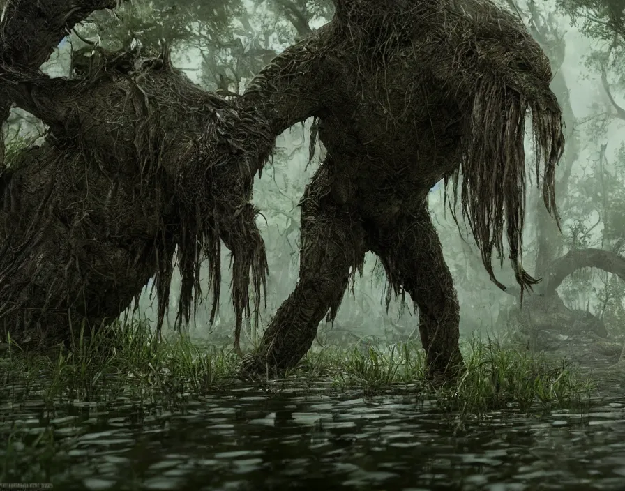 Image similar to swamp monster, realistic, beautiful texture, beautiful graphics, fantasy artwork, very beautiful scenery, hd, hdr, ue 5, ue 6, unreal engine 5, cinematic 4 k wallpaper, 8 k, ultra detailed