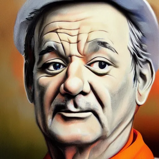 Prompt: close up portrait of bill murray painted by igor sid