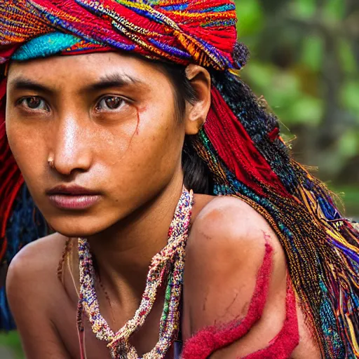 Image similar to portrait of a stunningly beautiful nepali tribal female, depth of field, zeiss lens, detailed, symmetrical, centered, fashion photoshoot, by Annie Leibovitz and Steve McCurry, David Lazar, Jimmy Nelsson, Breathtaking, 8k resolution, extremely detailed, beautiful, establishing shot, artistic, hyperrealistic, beautiful face, octane render