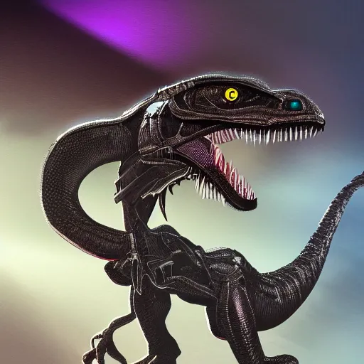 Image similar to a cybertronic velociraptor, LEDs, high detail, sharp, studio, digital art