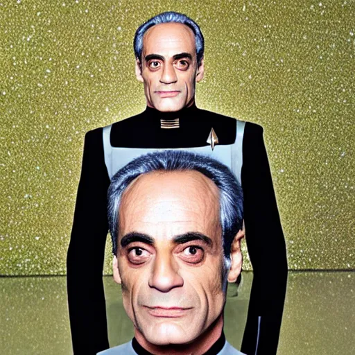 Image similar to a portrait of dr. julian bashir from star trek : deep space 9 with background scenery by juergen teller, iris van herpen