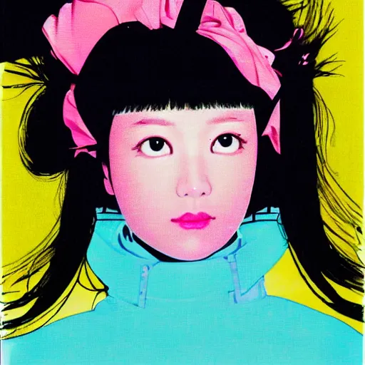 Image similar to a portrait of a girl, japanese 8 0 s pop color scheme