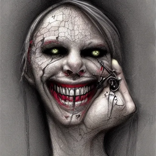 Image similar to grunge cartoon sketch of a human snake mix with a wide smile by - michael karcz, loony toons style, horror theme, detailed, elegant, intricate