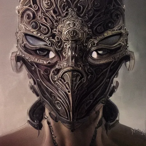 Prompt: Very very very very highly detailed epic photo of face with venetian mask, intricate, dystopian, sci-fi, extremely detailed, digital painting, artstation, concept art, smooth, sharp focus, illustration, intimidating lighting, incredible art by Anton Pieck