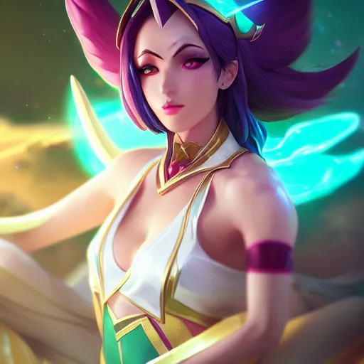 Image similar to Portrait of Star Guardian Akali from league of legends, mystery, majestic, highly detailed, ominous vibe, smoke, octane render, cgsociety, artstation, trending on ArtStation, by Marie Magny