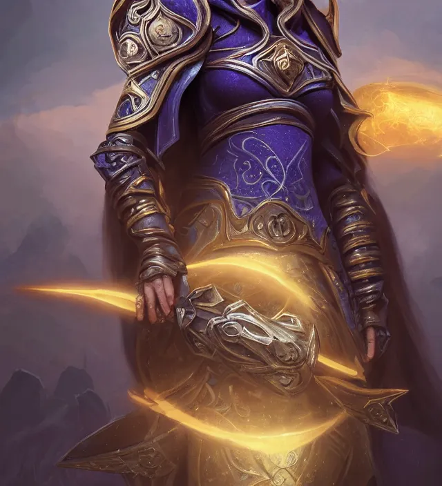 Image similar to Jaina Proudmore portrait, intricate arcane armor, glowing magical runes and esoteric symbols, subject in the middle of the frame, rule of thirds, golden ratio, elegant, digital painting, octane 4k render, zbrush, hyperrealistic, artstation, concept art, smooth, sharp focus, illustration from Warcraft by Ruan Jia and Mandy Jurgens and Artgerm and William-Adolphe Bouguerea