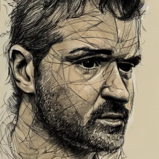 Image similar to a realistic yet scraggly portrait sketch of the side profile of a stern and sophisticated george michael, trending on artstation, intricate details, in the style of frank auerbach, in the style of sergio aragones, in the style of martin ansin, in the style of david aja, in the style of mattias adolfsson