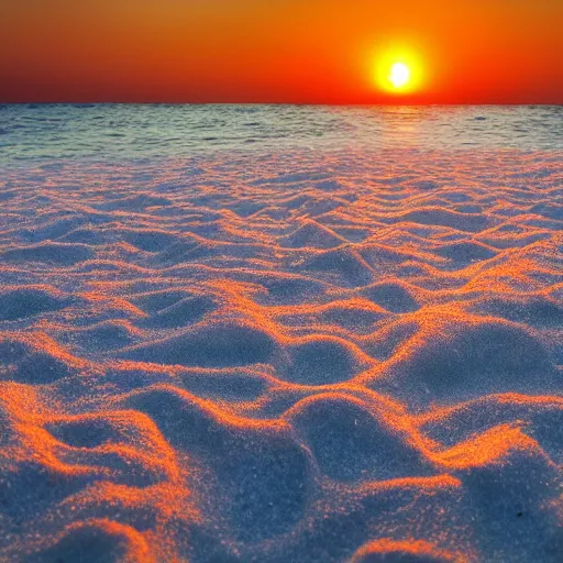 Prompt: earth chilling on the beach, sunset