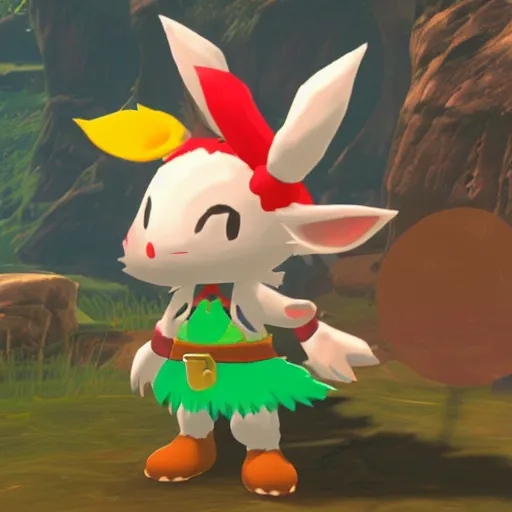 Prompt: A Moogle in The Legend of Zelda Breath of the Wild, toon shading, npr