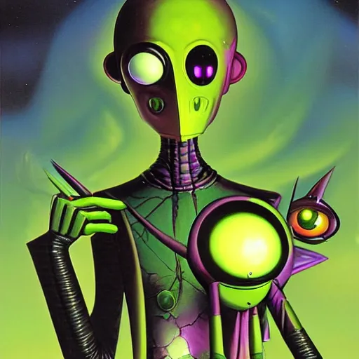 Image similar to a portrait of invader zim by jim burns