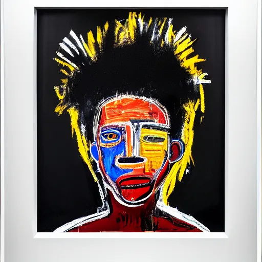 Image similar to A extremely highly detailed majestic hi-res beautiful immaculate head and shoulders painting of a strong black african man by Jean-Michel Basquiat, 8k, high textures, hyper sharp, insanely detailed and intricate, super detailed, 4k HDR high quality