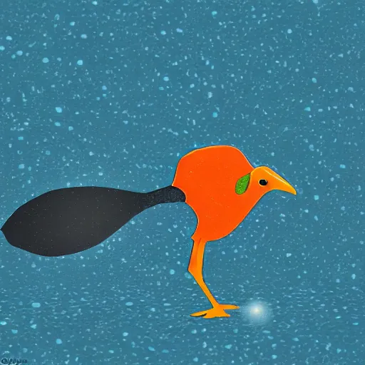 Prompt: a average tangerine colored ostrich midge in the deep sea, digital art