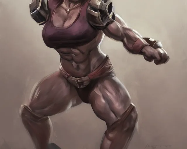 Prompt: portrait of a muscular female bodybuilder knight in team fortress 2 style, detailed face, dark fantasy art, fantasy, pretty, hd shot, digital portrait, beautiful, artstation, comic style, by artgerm, guy denning, jakub rozalski, magali villeneuve, neoartcore and charlie bowater