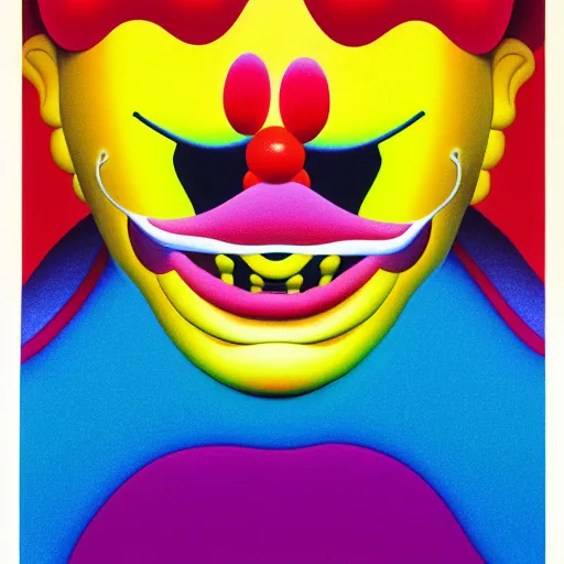 Image similar to sad clown by shusei nagaoka, kaws, david rudnick, airbrush on canvas, pastell colours, cell shaded, 8 k