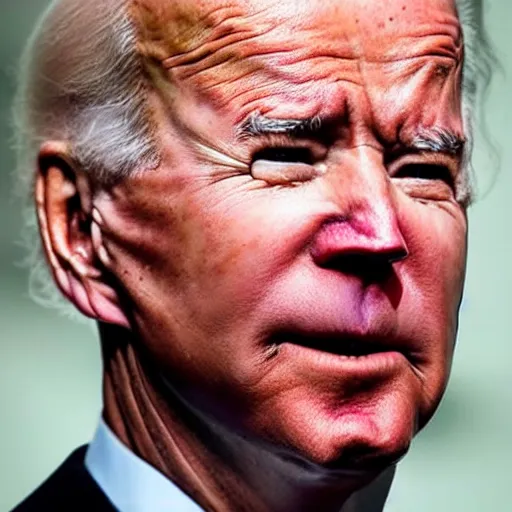 Prompt: joe biden with translucent skin,