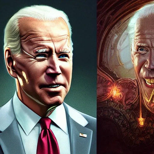 Prompt: president joe biden with reptile eyes, and reptian skin, ultra realistic, concept art, intricate details, eerie, highly detailed, photorealistic, octane render, 8 k, unreal engine. art by artgerm and greg rutkowski and alphonse mucha
