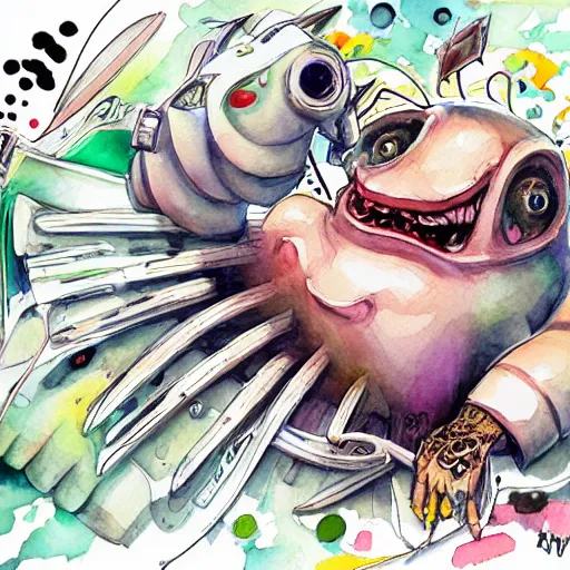 Image similar to ratfink, centered award winning watercolor pen illustration, by caroline choi, edited by range murata