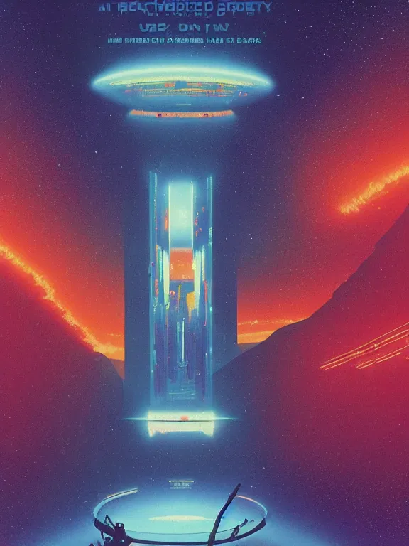 Prompt: A psychedelic poster of 2001: A Space Odyssey by James Gilleard, Bruce Pennington