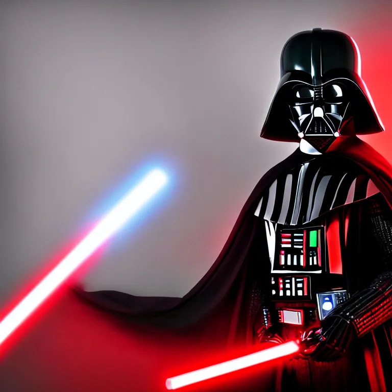 Image similar to darth vader light saber shot, studio photo, hdr, dynamic lighting, red and black colors only, 8 k