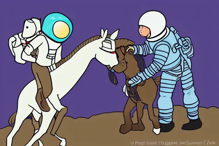 Image similar to horse hugging an astronaut