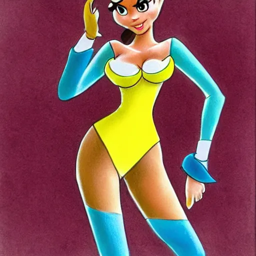 Image similar to milt kahl sketch of victoria justice with kim kardashian body as princess daisy from super mario bros