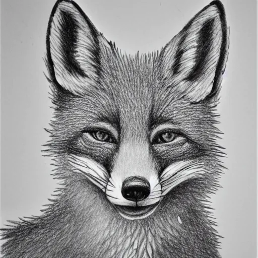 Image similar to a fox inside a box, pencil drawing, award winning, highly detailed