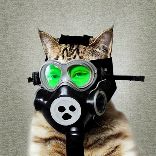 Prompt: cat wearing gasmask