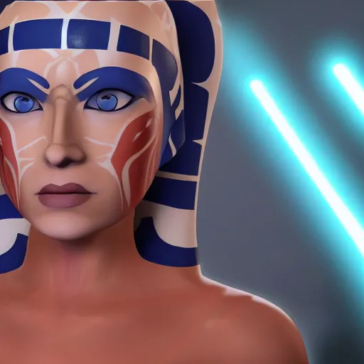 Image similar to ahsoka and aayla secura combined into one person, detailed, accurate, realistic, 4 k