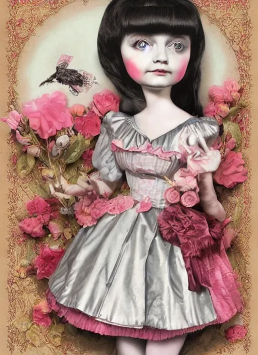 Image similar to alice little as a mark ryden doll, detailed digital art, trending on Artstation