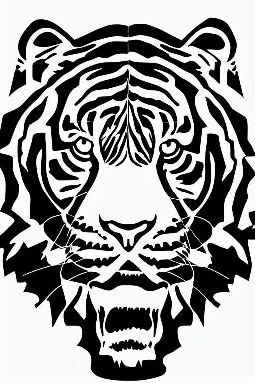 Image similar to A portrait of a tiger, sticker, highly detailed, red and black, illustration, smooth and clean vector curves, no jagged lines, vector art, smooth