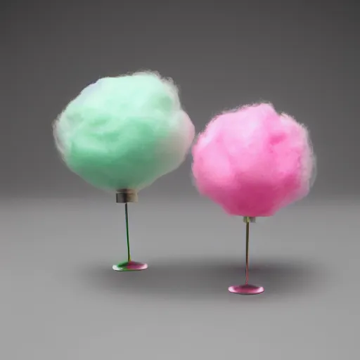 Image similar to cotton Candy shaped like a grenade!!!, centered, product shot, airy, iridescent lighting, gradient background