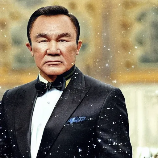 Image similar to Muscular Nursultan Nazarbayev stylized as James Bond