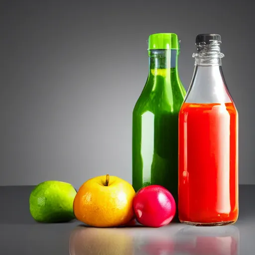 Image similar to A bottle of juice with the letter B printed on it, product photo, studio lighting