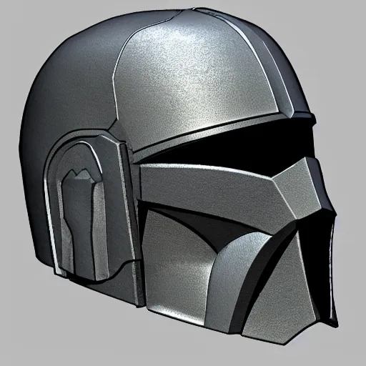 Image similar to a new design for mandalorian helmets. 3 d render.