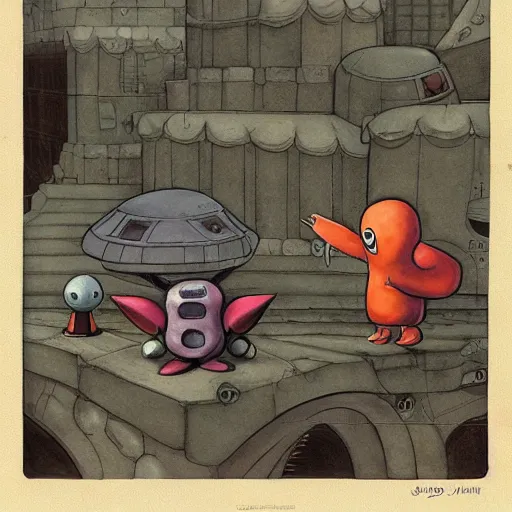 Image similar to slug man pokemon by shaun tan, style of john kenn mortensen, digimon, yugioh, shin megami