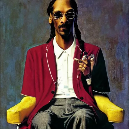 Prompt: Snoop Dogg portrait painted by Norman Rockwell