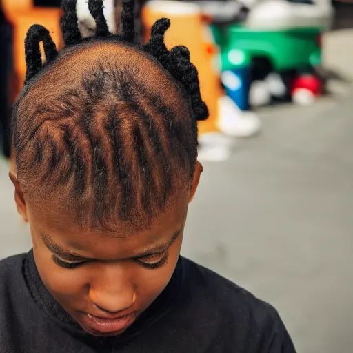 Prompt: a black boy with colored dread hair, old vintage style