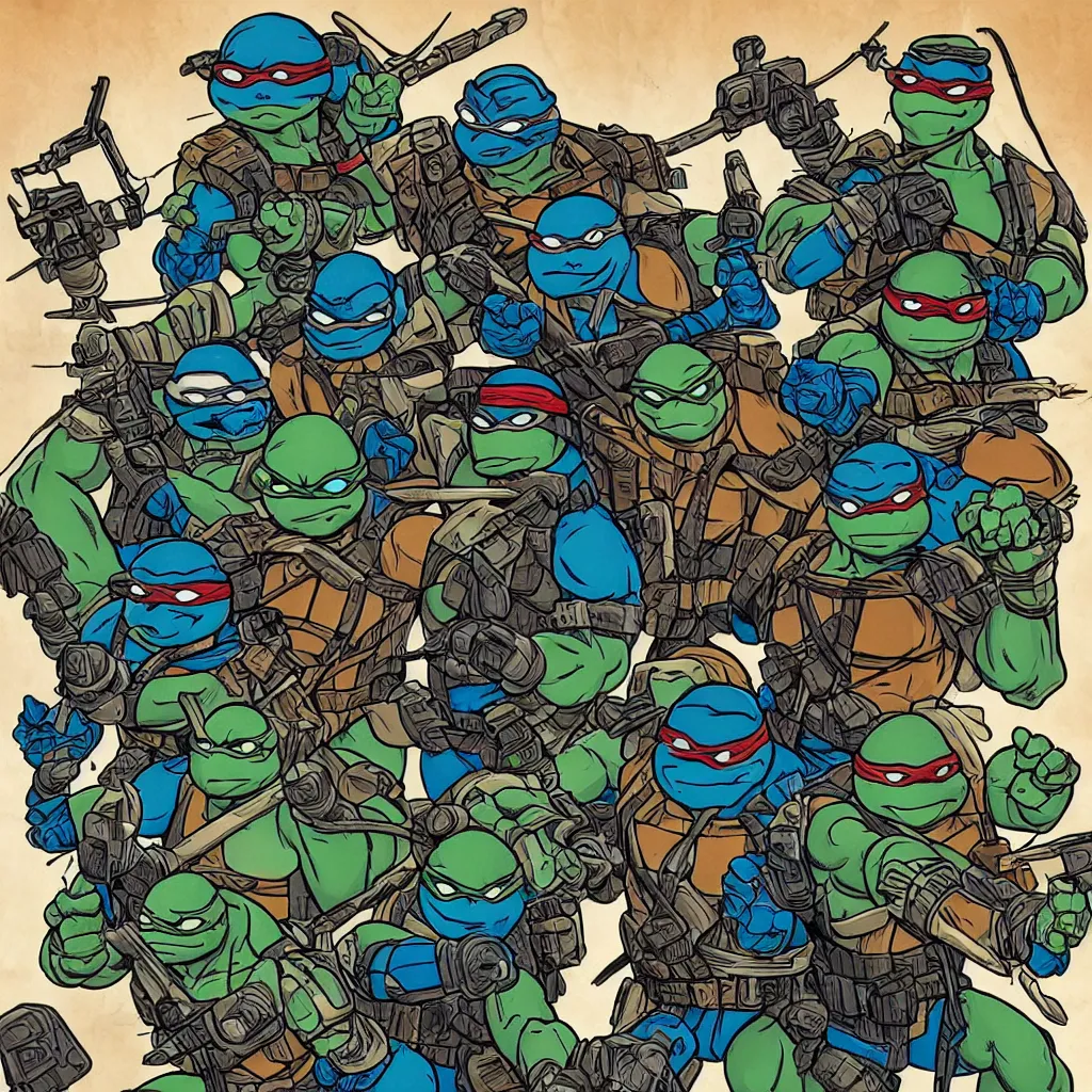 Image similar to a cyberpunk teenage mutant ninja turtles